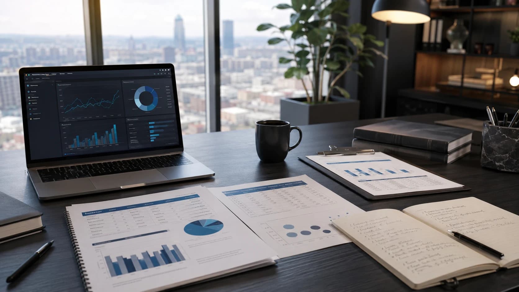 Professional research reports and publications workspace with charts, notebooks and analysis documents.